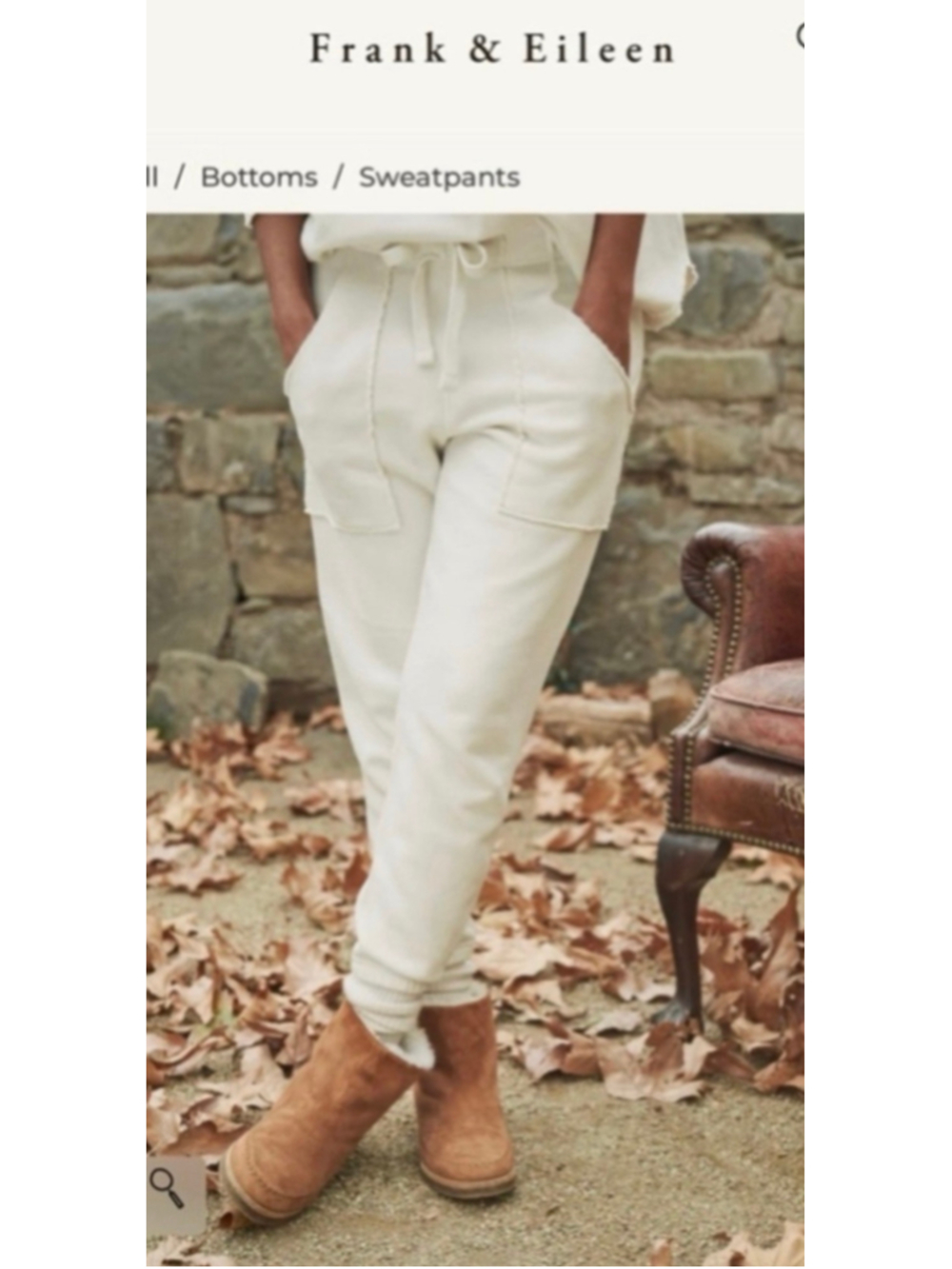 Frank & Eileen Eamon Joggers Size M Vintage White /Cream Cotton Sweatpants New